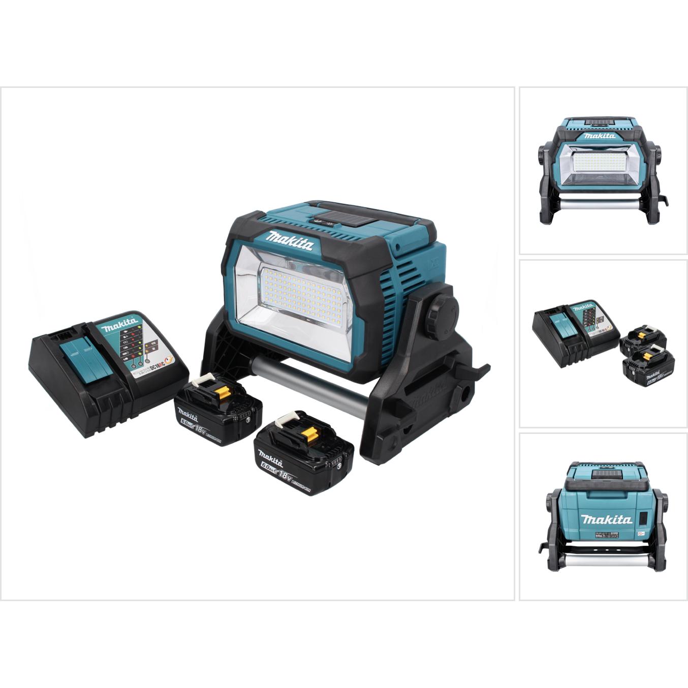 Makita, Arbeitsleuchte, DML 809 RG Akku LED Baustrahler 18 V 10000 lm + 2x Akku 6,0 Ah + Ladegerät (10000 lm)