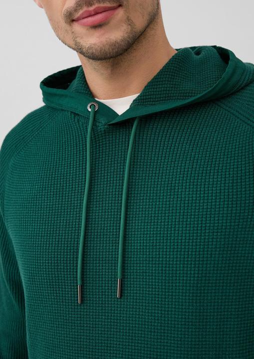 Produktbild s.Oliver Strickpullover Struktur-Hoodie im Materialmix mit Ärmeltasche (S)