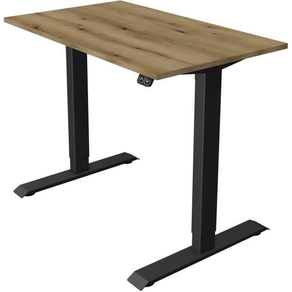 Kerkmann, Schreibtisch, Move 1 höhenverstellbarer Schreibtisch eiche rechteckig T-Fuss-Gestell grau 120,0 x 80,0 cm