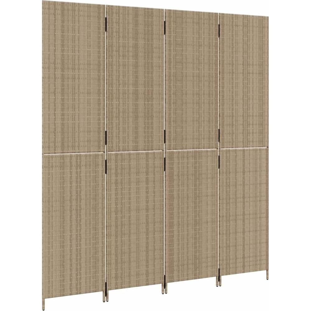 VidaXL, Paravent + Raumteiler, Paravent 4-tlg. Beige Poly Rattan,Farbe: Beige,Material: Poly