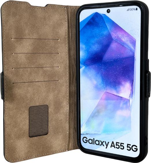 Actual product image Mike Galeli Book cover genuine leather Fabio black (Samsung Galaxy A55)