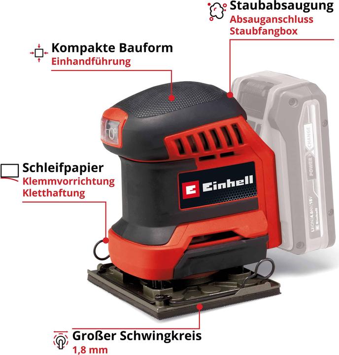 Produktbild Einhell Akku-Faustschleifer TE-OIS 18/113 Li - Solo (Schwingschleifer)