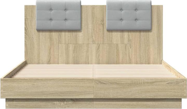 Actual product image vidaXL Bed frame with Sonoma oak headboard (135 x 190 cm)