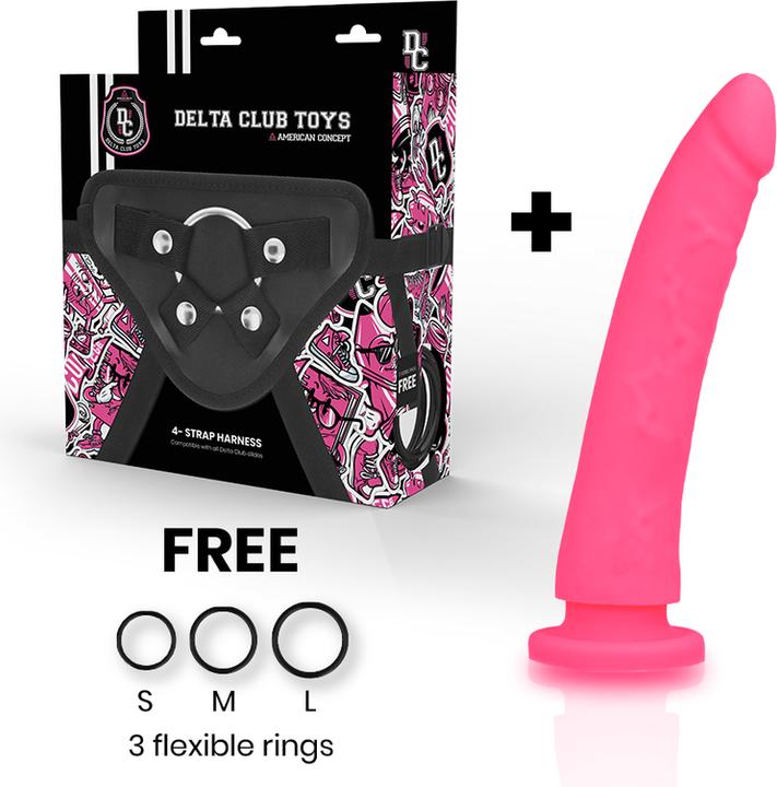Produktbild Delta Club TOYS GURT + DONG ROSA SILIKON 17 CM -O- 3 CM