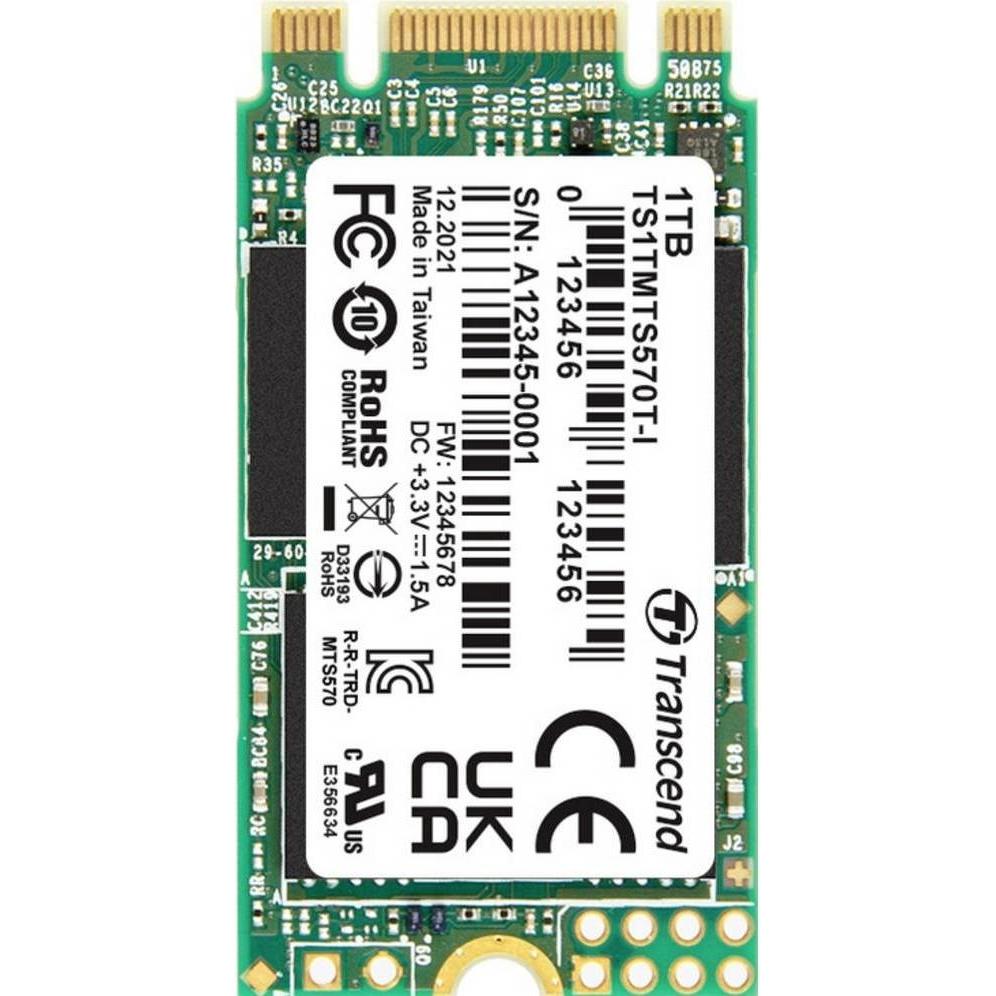 Transcend 1 TB Interne M.2 SATA SSD 2242 TS1TMTS570TI-VS1 (1000 GB, M.2 2242), SSD