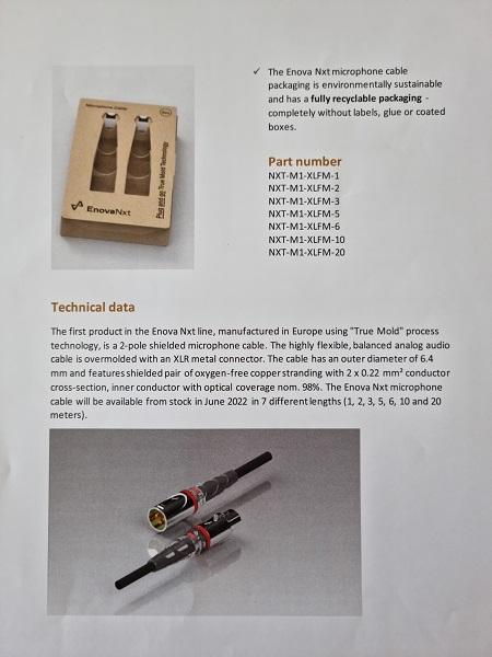 Actual product image Enova XLR male/female cable 20m (20 m, XLR Cables)