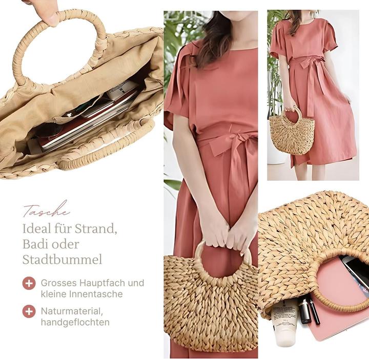 Immagine prodotto Hermex Borsa da spiaggia Borsa di paglia Borsa a mezzaluna Borsa da spiaggia