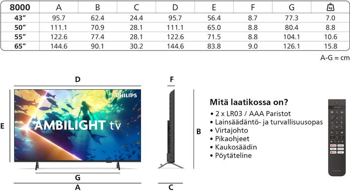 Produktbild Philips 65PUS8000 (65", LED, 4K, 2025)