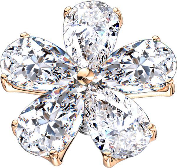 Immagine prodotto Star Piercing Dermal Anchor fiore in oro rosa con gocce di cristallo (Ottone, Acciaio chirurgico 316L)