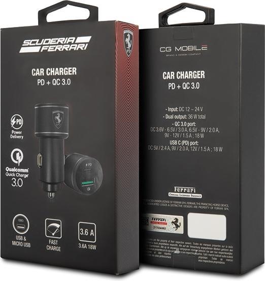 Produktbild Ferrari ładowarka FEOCCALBK PD-QC 3.0 36W Fast Charge czarny/black Scuderia