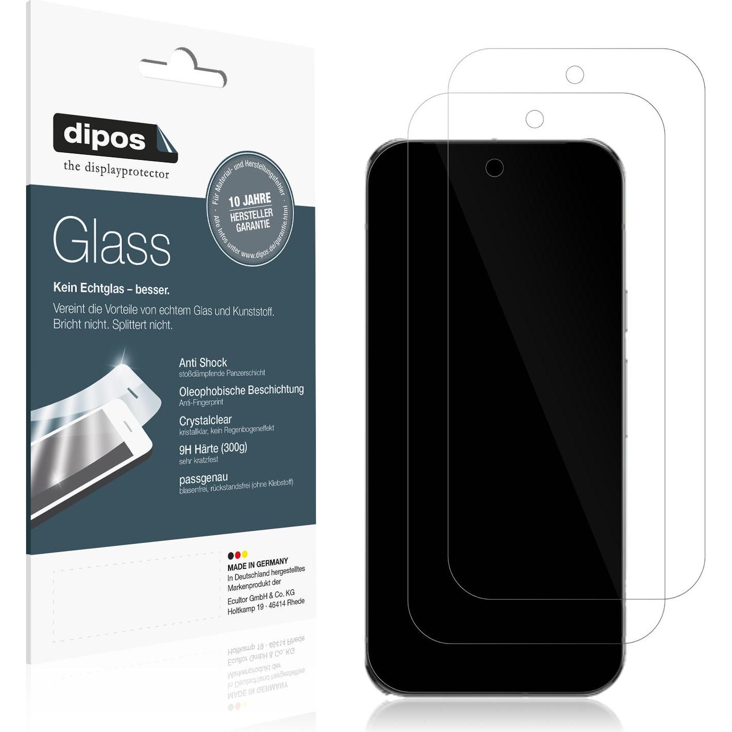 Dipos Anti-Shock Displayschutz 9H (1 Stück, Google Pixel 9 Pro), Smartphone Schutzfolie, Transparent