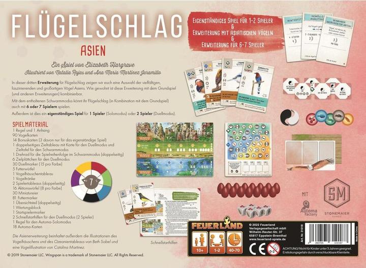 Productafbeelding Feuerland FEU31018 - Wingbeat: Asia Expansion, bordspel, voor 1 tot 2 spelers, vanaf 10 jaar (EN) (Duits, 1 - 7 Spelers)