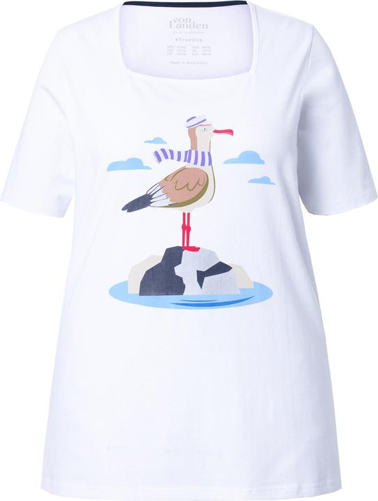 Actual product image Ulla Popken Seagull Short Sleeve Square Neck Graphic Tee (62)
