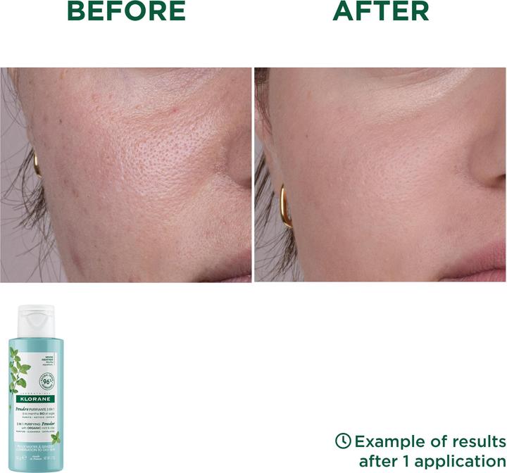 Produktbild Klorane 3-in-1 Reinigungspuder mit BIO-Wasserminze (Reinigungstücher Gesicht, 50 ml)
