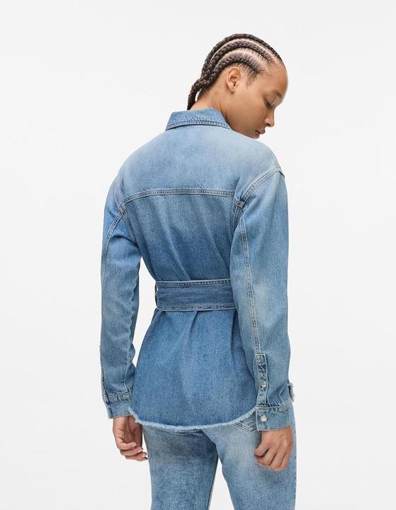 Immagine prodotto Karl Lagerfeld Camicia in denim rigido con cinturino e bottoni a pressione (S)