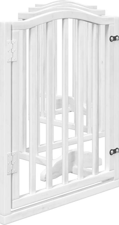Produktbild vidaXL Hundetor mit Tür Faltbar Hundegitter Schutzgitter Weiss 6-tlg. Pappelholz (30 cm)