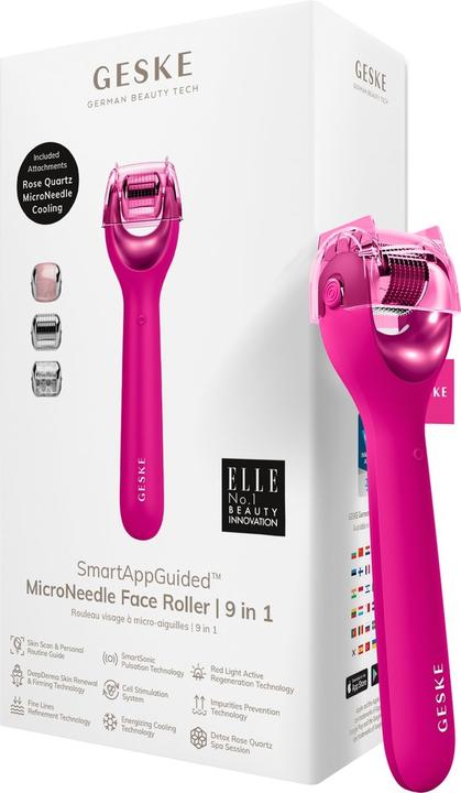 Actual product image Konjac Sponge Roller do mezoterapii igłowej twarzy 9w1 Geske z Aplikacją (magenta)