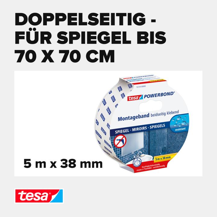 Actual product image tesa Powerbond MIRROR double-sided mounting tape for mirrors (38 mm)