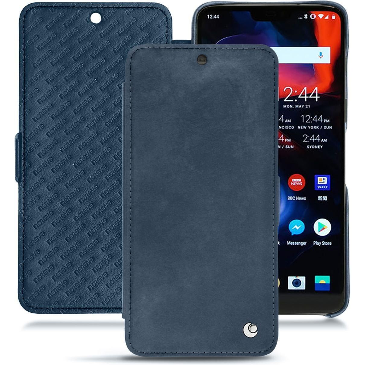 Noreve Lederschutzhülle horizontal (OnePlus 6), Smartphone Hülle, Blau
