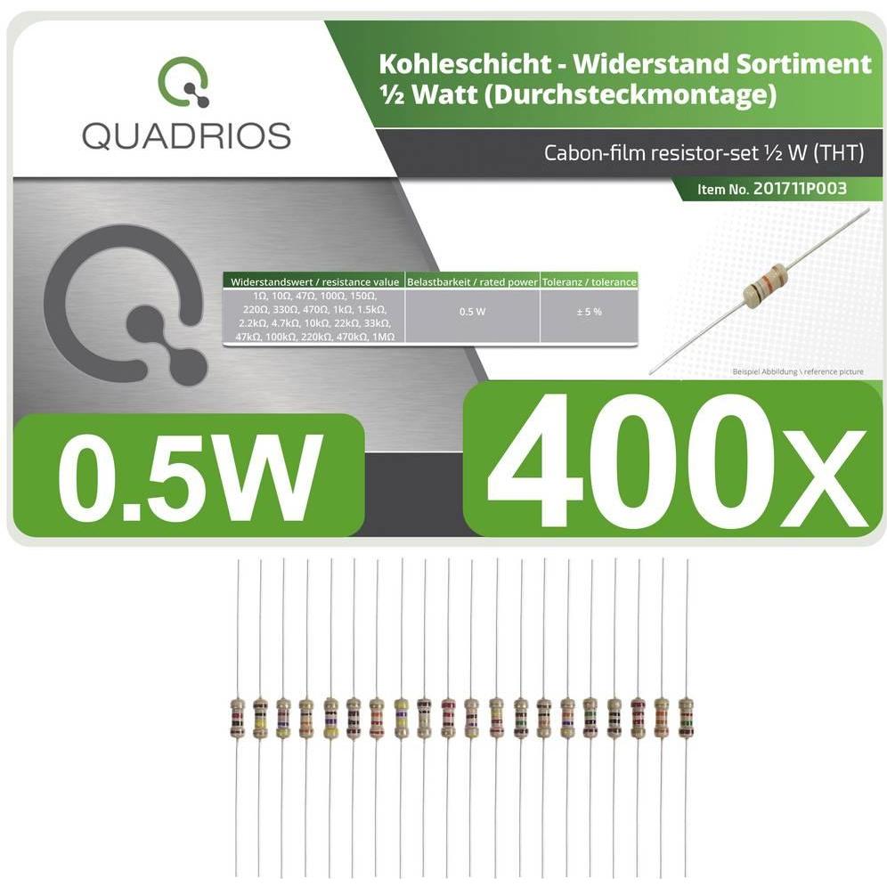 Quadrios 201711P003 Kohleschicht-Widerstand Sortiment axial bedrahtet 0.5 W 5 % 400 St., Widerstand