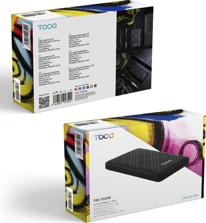 Productafbeelding Tooq Technology EXTERNE LADE 2,5" SATA USB3.1 GEN1 ZWART (2.5")
