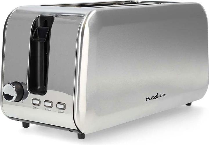 Actual product image Nedis Toaster | 2 slots | browning levels: 7 | defrost function | aluminium / silver