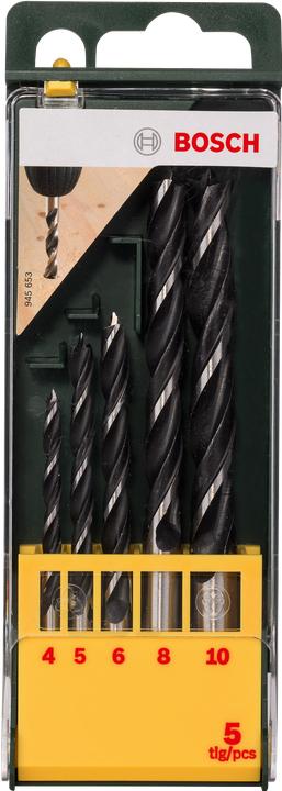 Actual product image Bosch Zubehör Wood drill bit set, 5-piece, 4 - 10 mm (4 mm, 5 mm, 6 mm, 8 mm, 10 mm)