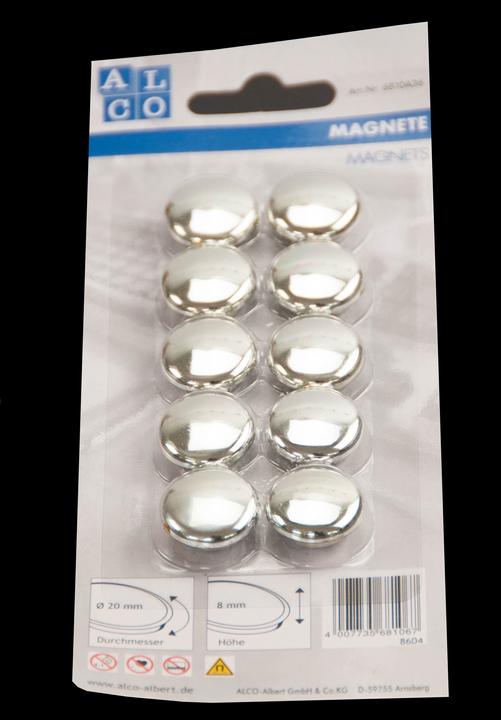 Produktbild Alco Flachmagnete silber, Durchmesser : 20 mm (10 x)