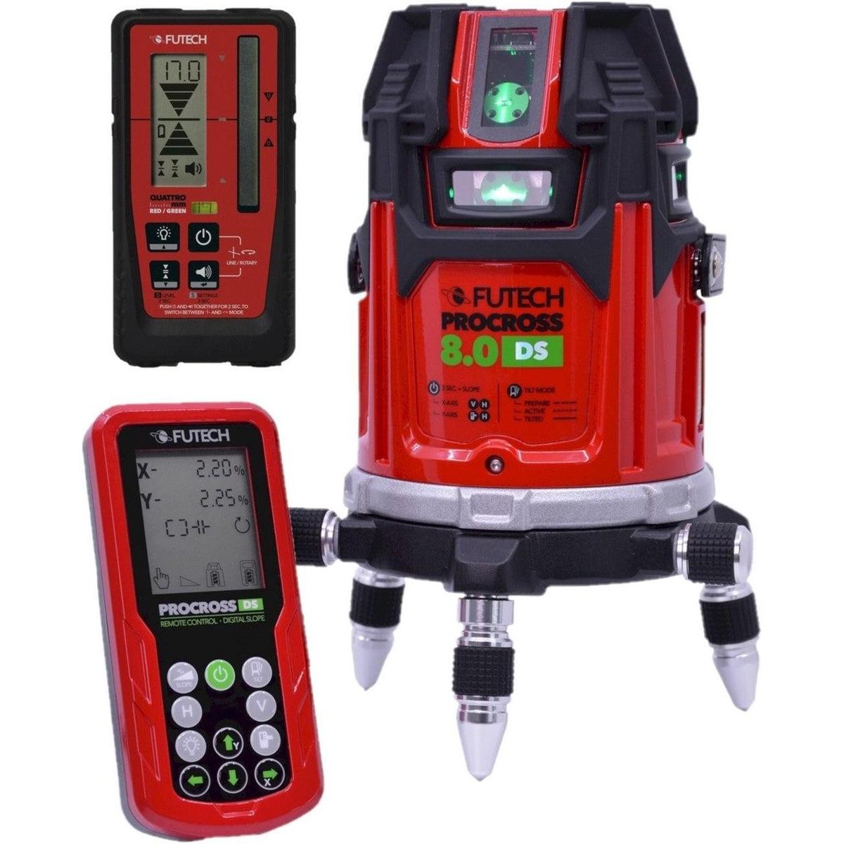 Futech, Laser lineare, Procross 8.0 DS Kruislijnlaser Groen + Quatro MM in valigetta - 044.80G.4M