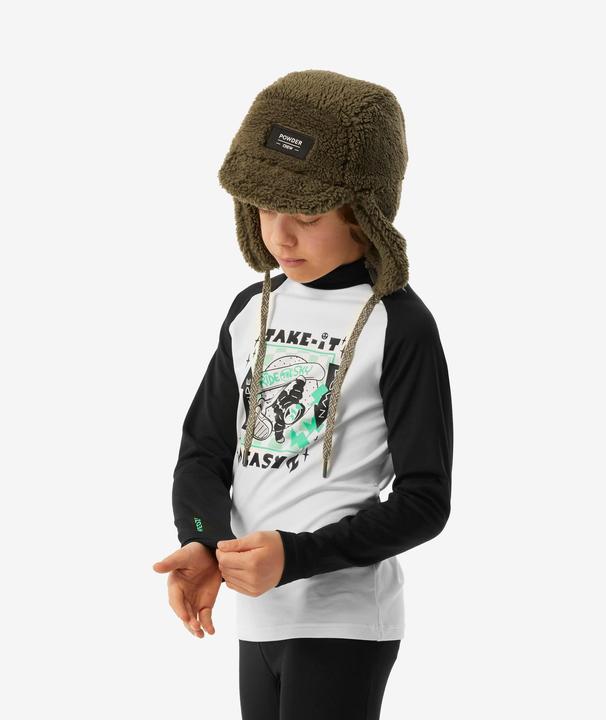 Actual product image Wedze Ski underwear functional shirt for children - BL 500 black/white with motif (140)