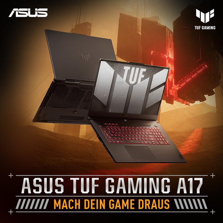 Image du produit ASUS TUF Gaming A17 RTX 4050 (17.30", 512 Go, 16 Go, DE, AMD Ryzen 7 7735HS)