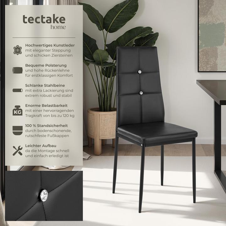 Produktbild tectake 4x Esszimmerstuhl