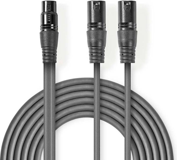 Actual product image Nedis Balanced audio cable | 2x XLR 3-pin male | XLR 3-pin female | Nickel-plated | 1.50 m | round | (1.50 m, XLR Cables)