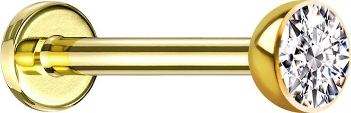 Actual product image Star Piercing Micro Threadless Labret vergoldet Halbkugel mit Kristall silber (without brass, Titanium)