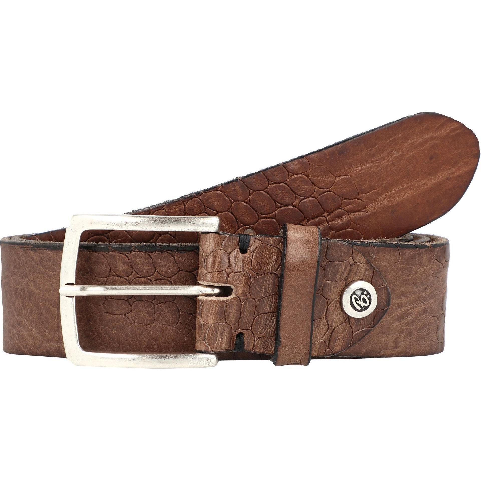 B.Belt, Herren, Gürtel, Gürtel Leder, Grau, (110)