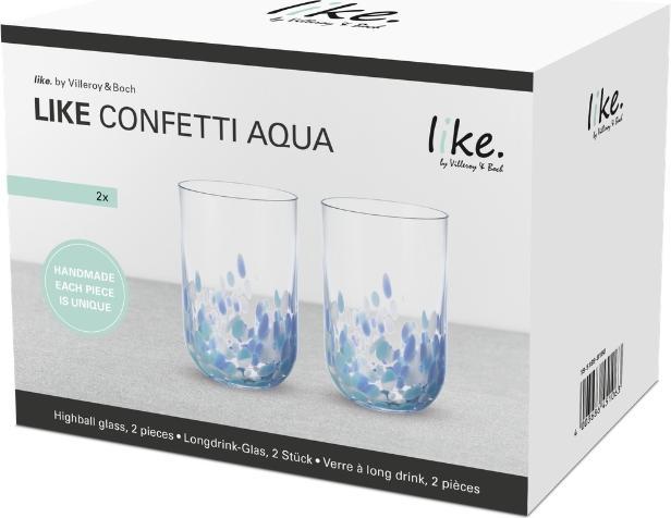 Actual product image Like. by Villeroy & Boch Longdrink-Glas, 2 Stück Like Confetti Aqua (0.30 l, 2x)