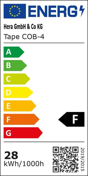 Energy Label Hera LED-Stripe 5m w.connection cable nw LEDTape#20203210103 (Neutral White, 500 cm)