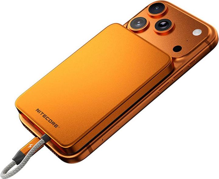 Actual product image Nitecore POCKET 5 Magnetic Ultra Thin Power Bank Alloy Orange (5000 mAh, 22.50 W)
