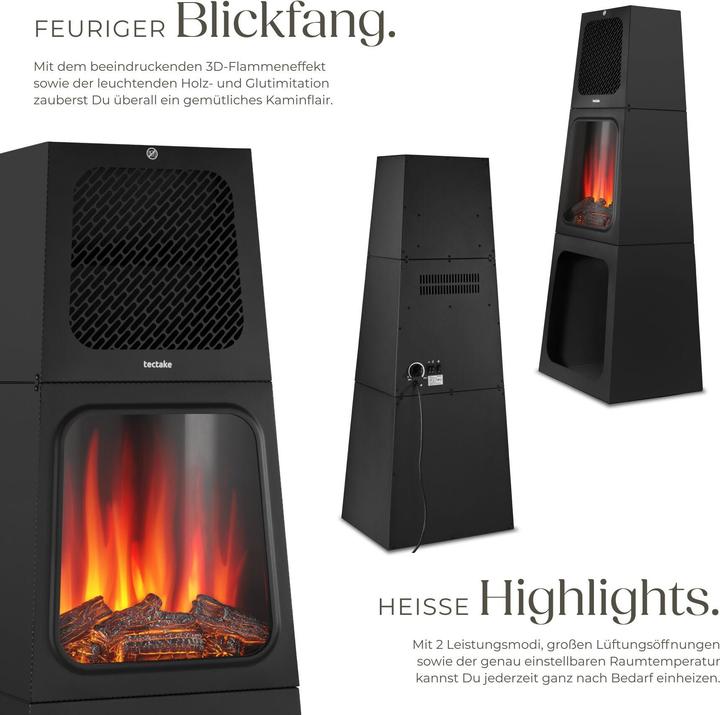 Immagine prodotto tectake Elektrokamin Soleil, 2 Heizstufen, Thermostat, Flammeneffekt