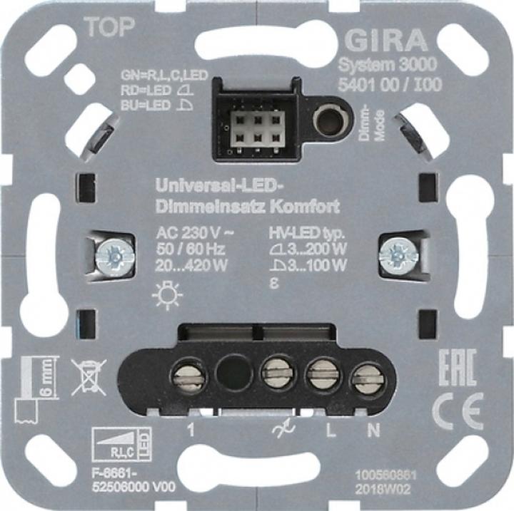Produktbild Gira System 3000 Universal LED 540100 Komfort Dimmeinsatz