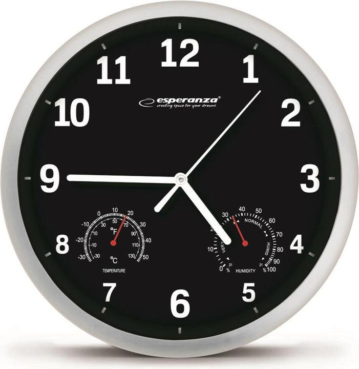 Esperanza wall clock Lyon black (EHC016K) (25 cm)