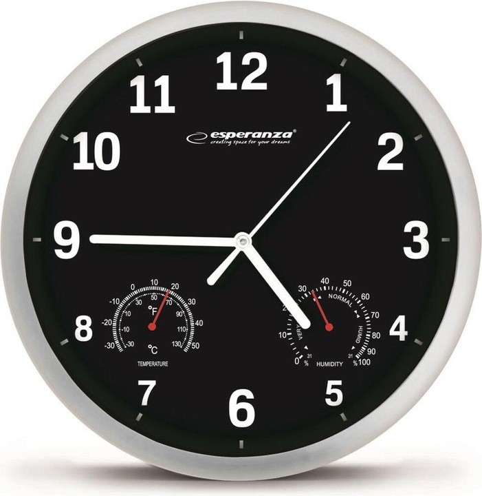 Actual product image Esperanza wall clock Lyon black (EHC016K) (25 cm)