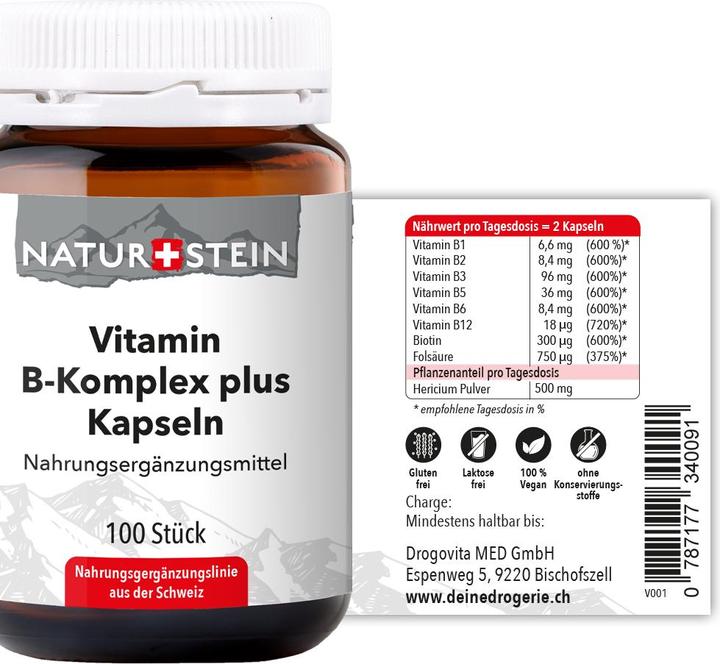 Actual product image Naturstein Vitamin B complex plus (100 Piece, Capsules, 148 g)