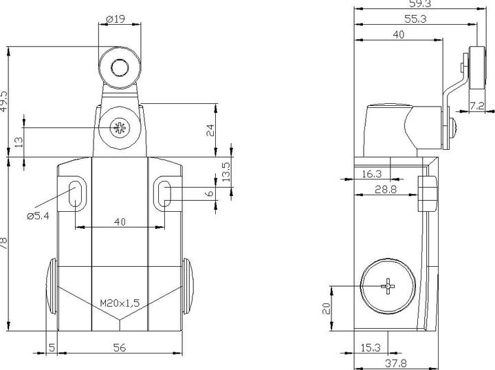 Produktbild Siemens Positionsschalter, Metallg. 56mm breit