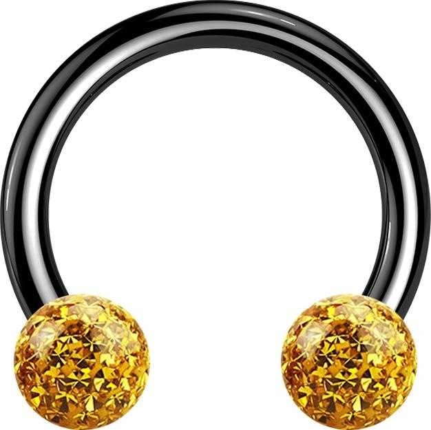 Produktbild Star Piercing Circular Barbell schwarz mit zwei Kristall Kugeln topaz Epoxy Schutzschicht (ohne Messing, Titan G23)