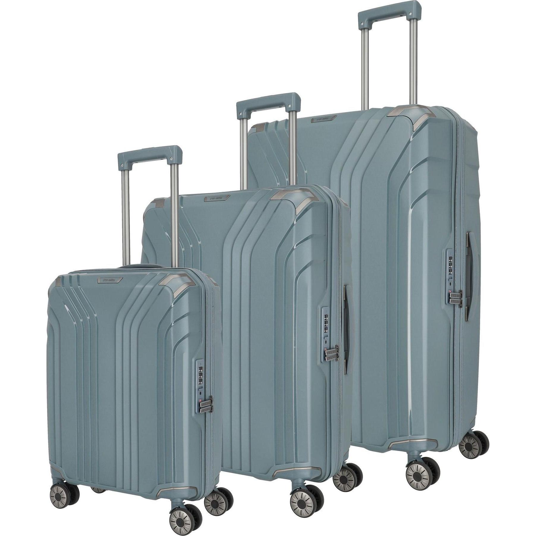 Travelite, Koffer, Elvaa 4-Rollen Kofferset 3tlg., Blau, (220 l, XL (ab 115l))