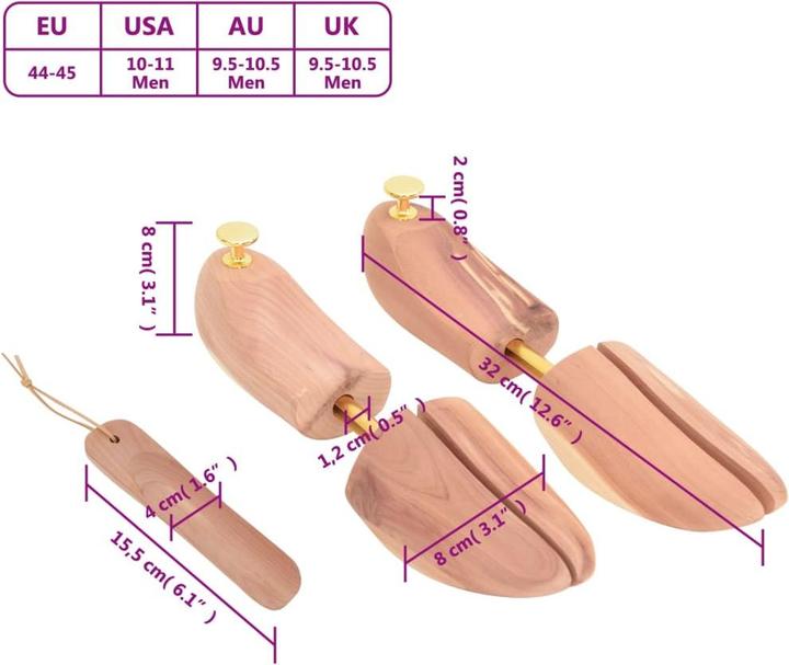 Actual product image vidaXL Shoe tree with shoehorn EU 44-45 Cedar (45, 2 x)