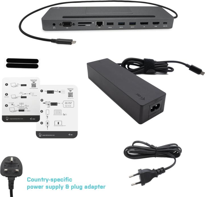 Actual product image i-tec USB-C Metal 4K 3xDisplay DS 1xHDMI1xVGA1xDP 1xSD+1xmicroSD CR 1xGLAN 1x3.5mmAudio 2xUSB 3.0 2x (USB-C, 9 ports)