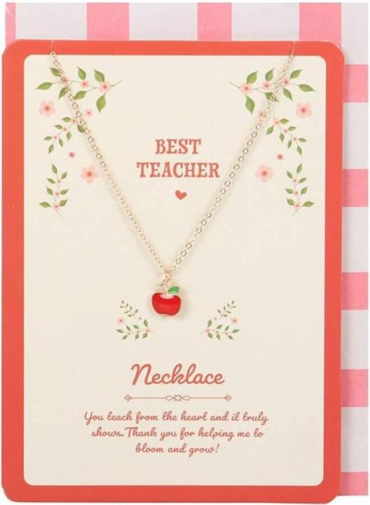 Actual product image Something Different Best Teacher Apple Necklace & Card (100% synthetic material)