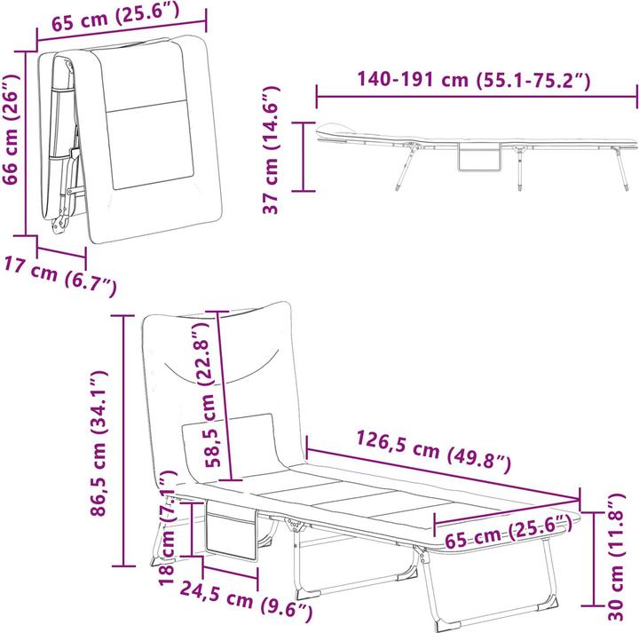 Produktbild vidaXL Faltbare Liege (191 cm)